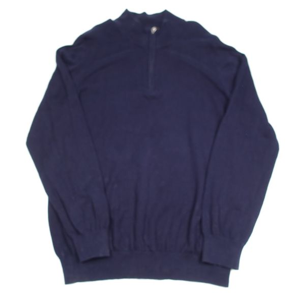 LL Bean 1/4 Zip Sweater Men's L Navy Blue Pullover Mock Neck Long Sleeves Knit - Picture 5 of 7